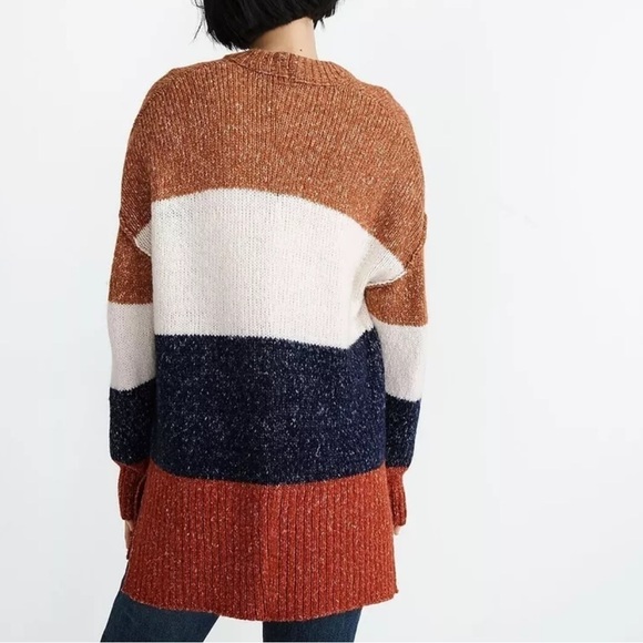 MADEWELL Striped Baxter Color Block Alpaca Blend Sweater Tunic Oversized Medium - Picture 2 of 12